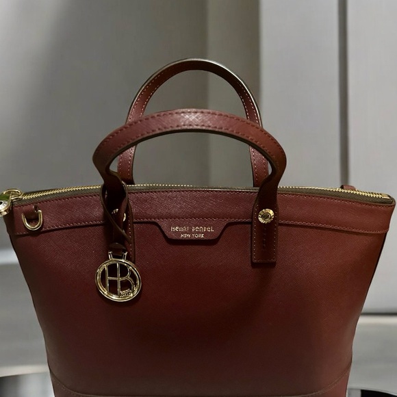 Henri Bendel NWOT Saffiano Leather Satchel & Crossbody - Burgundy + Dust Bag - Picture 13 of 17